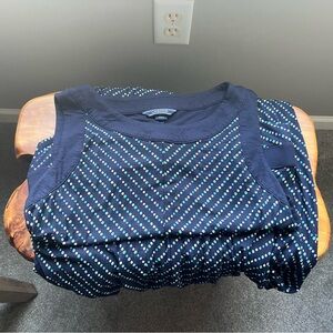 Lands' End Navy Dress with Teal and White Dots